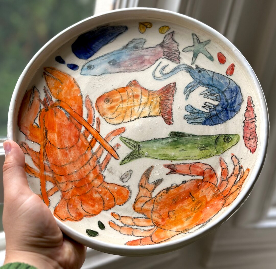 Hand-painted Fish Food Safe Plate - Etsy | Etsy (US)