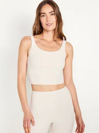 Light Support PowerSoft Ribbed Longline Sports Bra | Old Navy (US)