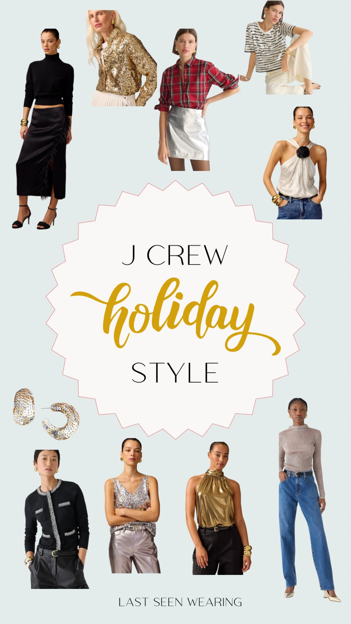 J Crew Holiday Style
#earrings #jeweledtop

#LTKstyletip #LTKSeasonal #LTKHoliday