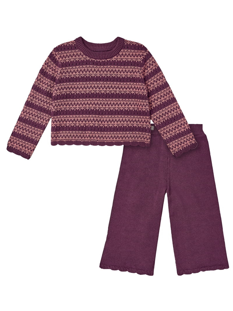 Modern Moments by Gerber Toddler Girl Pointelle Sweater Knit Set, 2-Piece, Sizes 12 Months - 5T | Walmart (US)