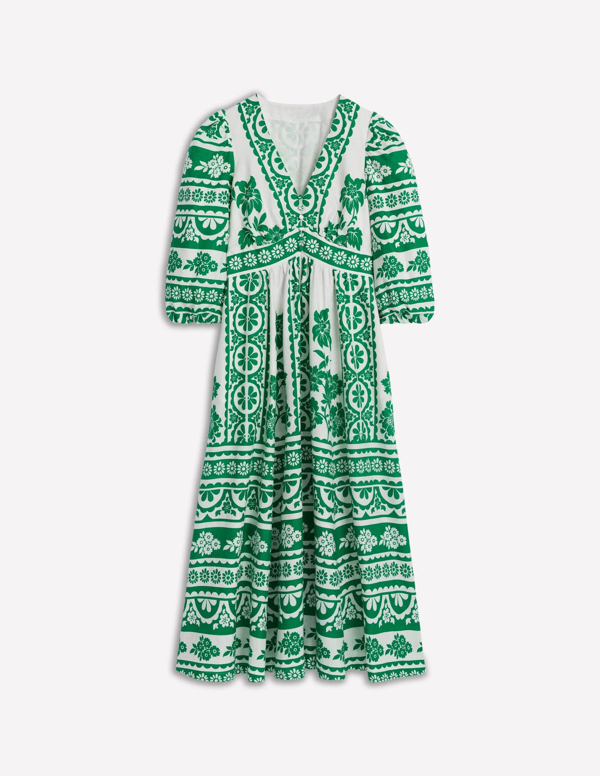 Lola Blouson Maxi Dress-Rich Emerald, Ornate Tropics | Boden (US)