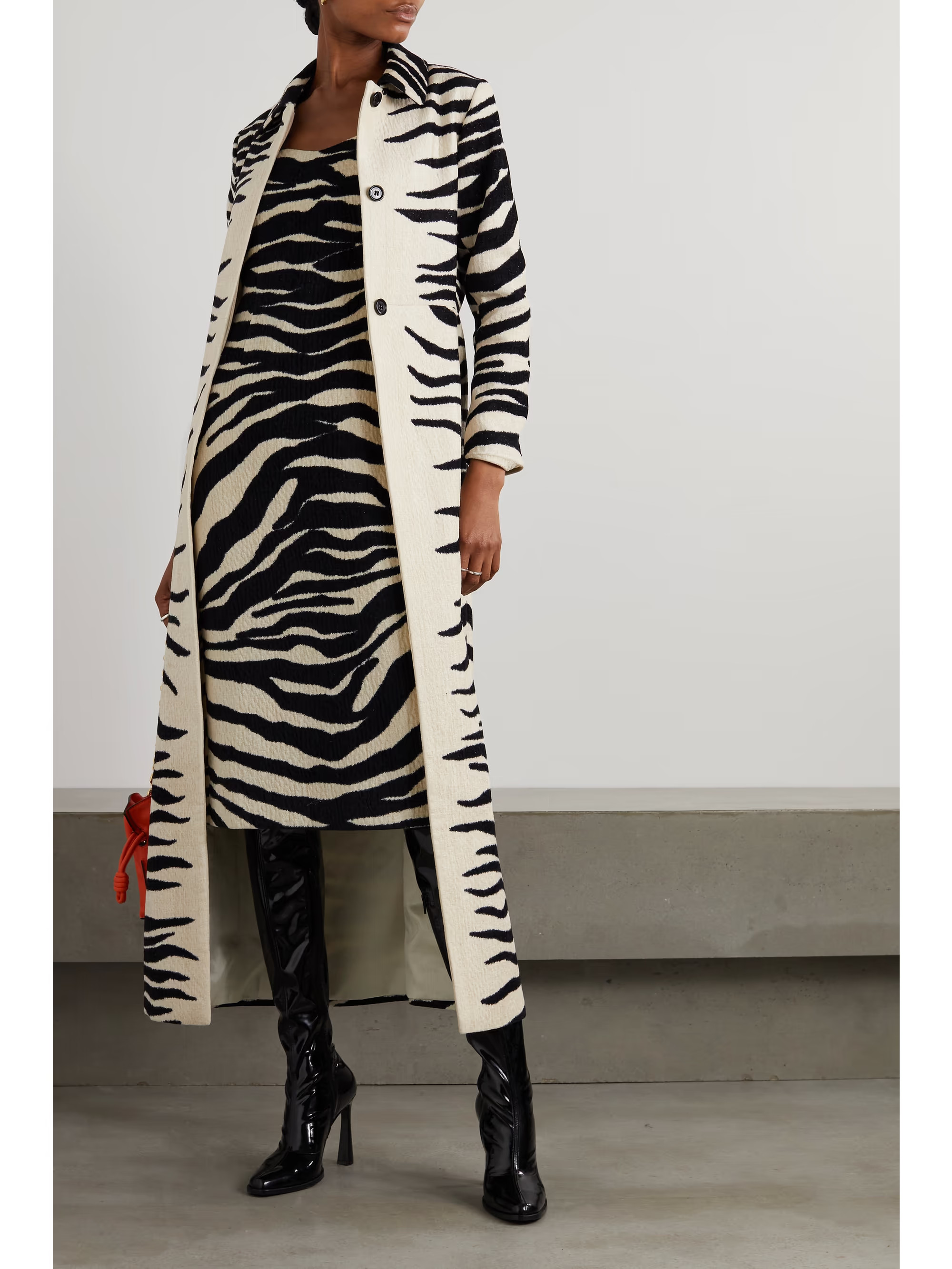 Zebra-stripe chenille coat | NET-A-PORTER (US)