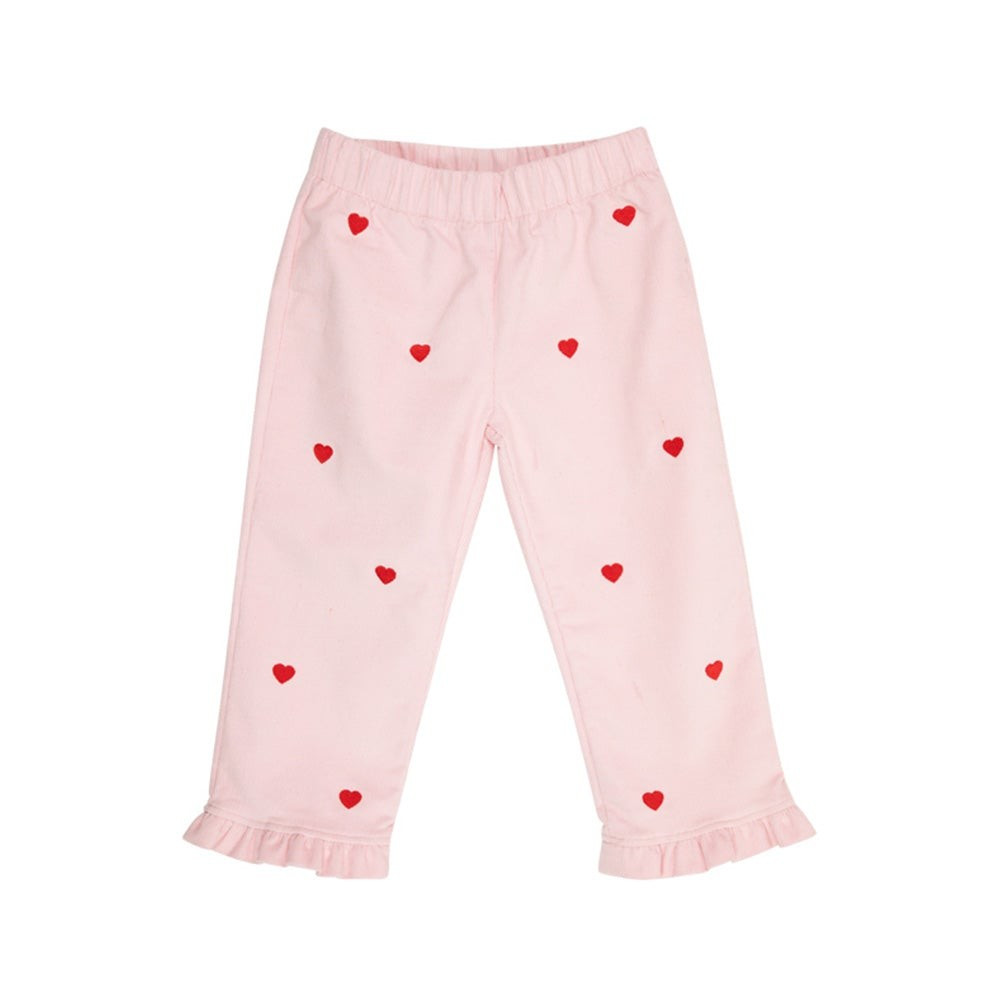 Critter Princeton Pants (Corduroy) - Palm Beach Pink with Heart Embroidery | The Beaufort Bonnet Company