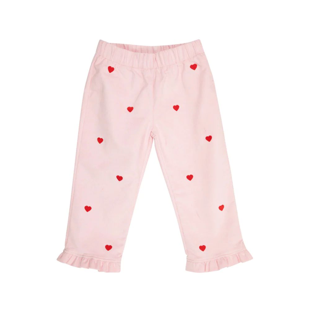 Critter Princeton Pants (Corduroy) - Palm Beach Pink with Heart Embroidery | The Beaufort Bonnet Company