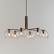Arren Brass Chandelier Light with Round Clear Glass Shades + Reviews | Crate & Barrel | Crate & Barrel