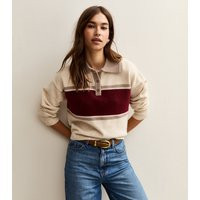 Women's Cream Colour Block Button Up Polo Top New Look | New Look (UK)