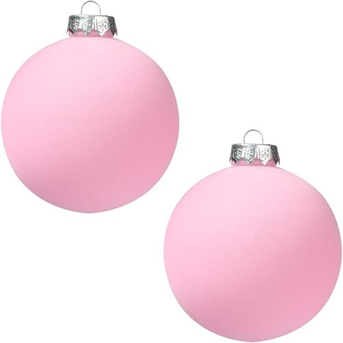 2 Pcs Large Velvet Christmas Ball Ornaments Pink Plastic Christmas Ornaments Set Flocked Christmas Tree Decorations for Xmas Holiday Décor(5.9",150mm) | Amazon (US)