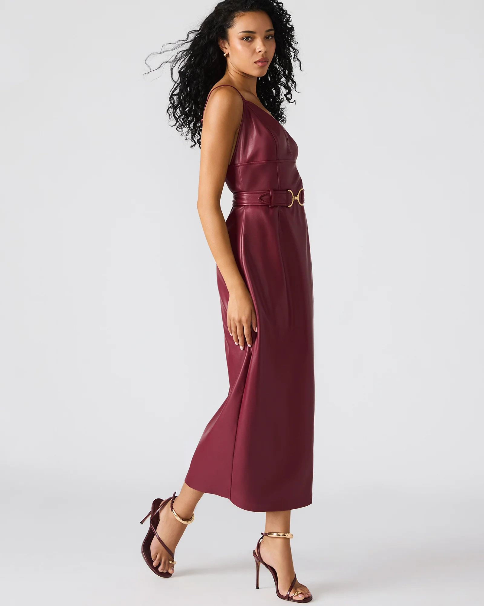KAILEY Cordovan Faux Leather Sleeveless Midi Women's Dress | Steve Madden (US)
