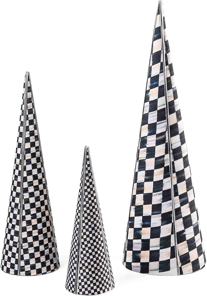 MACKENZIE-CHILDS Courtly Check Cone Tabletop Christmas Trees, Tabletop Christmas Decorations, Set... | Amazon (US)
