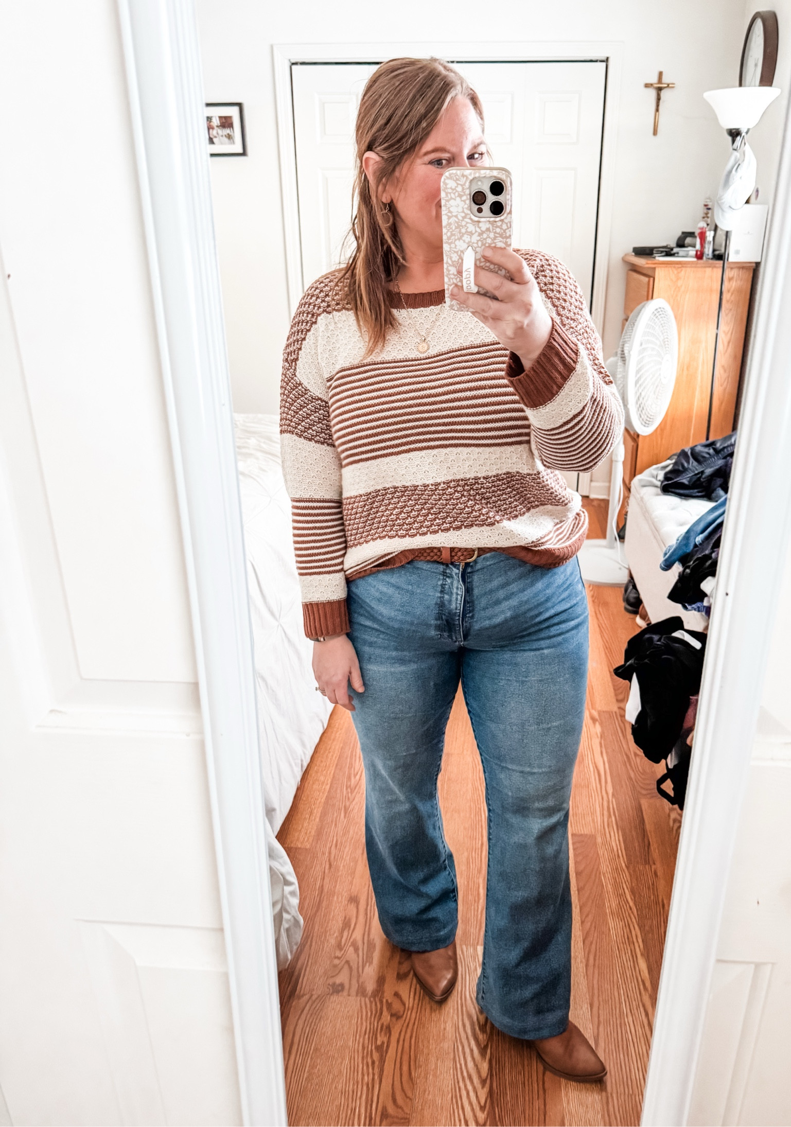 Friday teacher jeans outfit 
Love these flare jeans from
Walmart (I hemmed mine but they looked cute cuffed too!).  They are almost sold out though so also linking similar  

#LTKStyleTip #LTKFindsUnder50 #LTKMidsize
