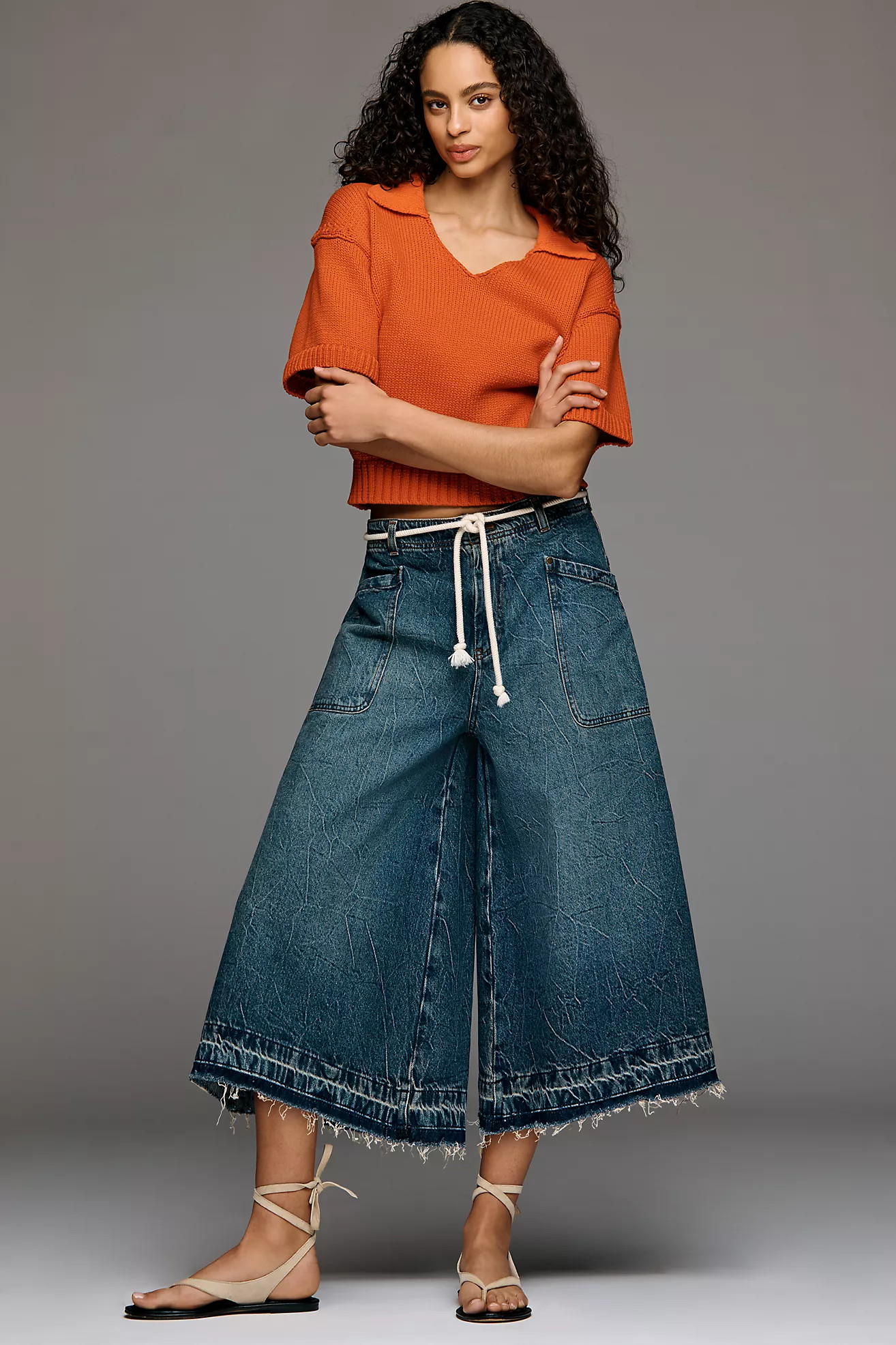 Pilcro A-Reworked High-Rise Culotte Jeans | Anthropologie (US)