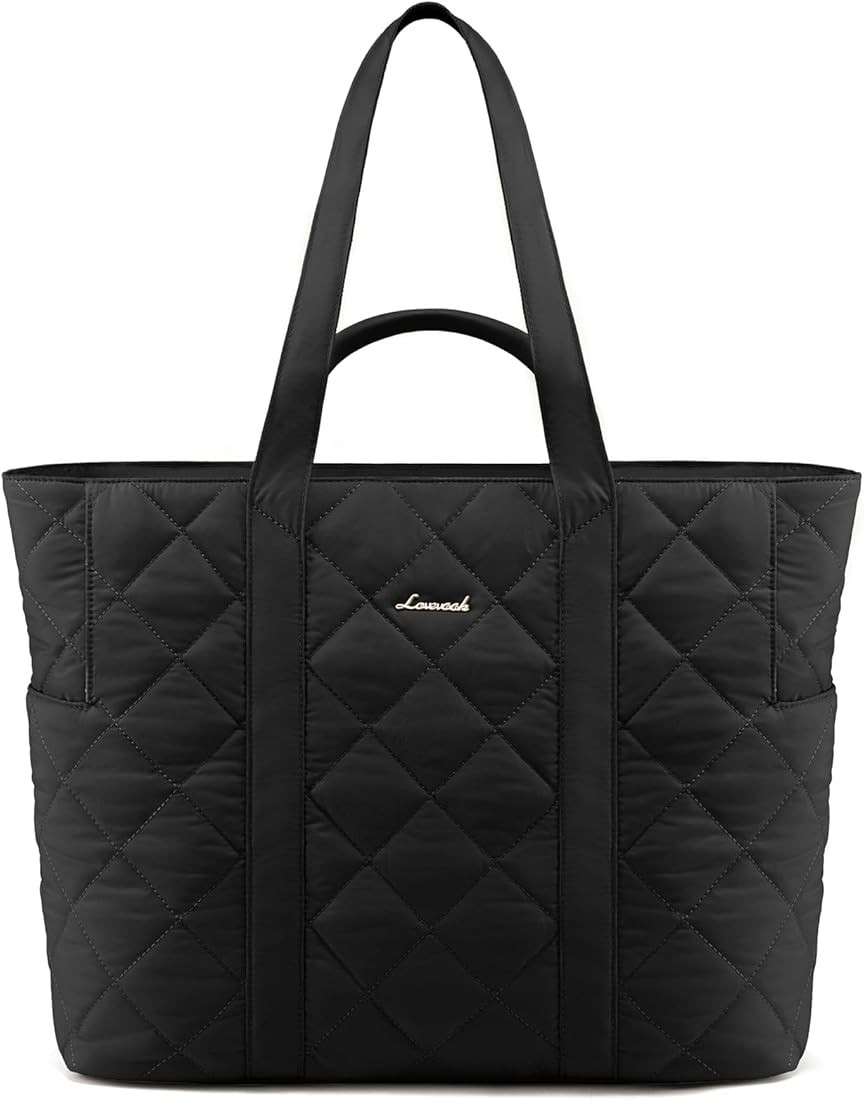 LOVEVOOK Laptop Tote Bag for Women, Large Puffer Work Tote Bag with Zipper, Quilted Lightweight T... | Amazon (US)
