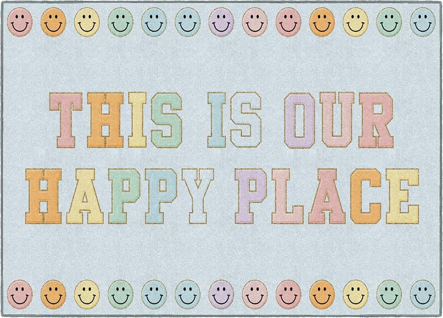 Flagship Carpets Schoolgirl Style This is Our Happy Place on Blue Educational Area Rug for Kids R... | Amazon (US)