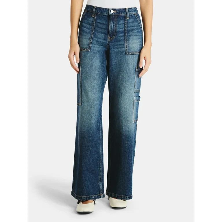 No Boundaries Wide Leg Cargo Pants, 31.5'' Inseam, Women's | Walmart (US)