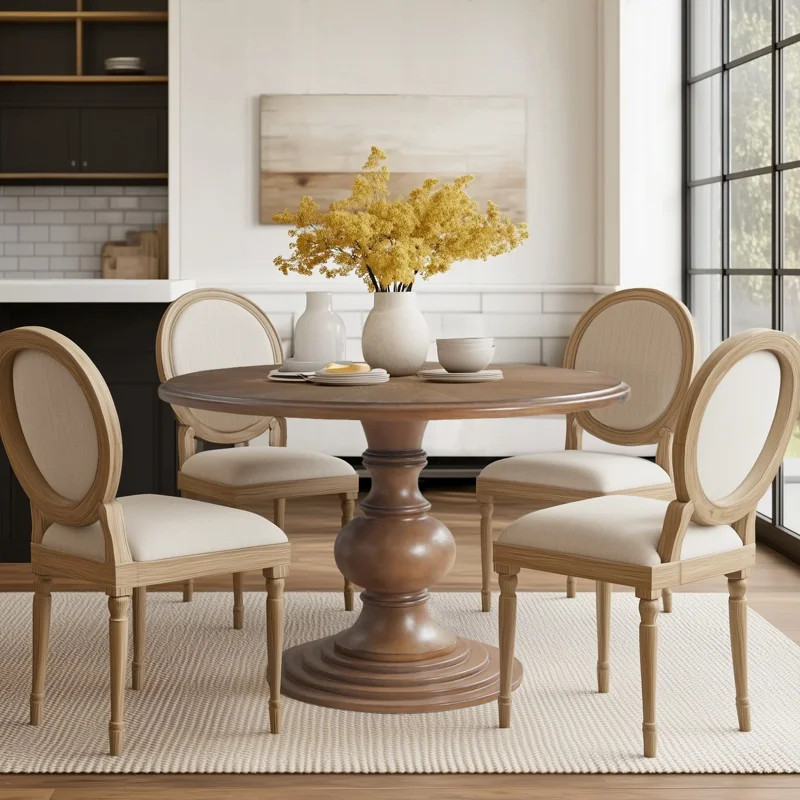 Lexi 46” Reclaimed Walnut Round Dining Table with Pedestal Base | Wayfair North America