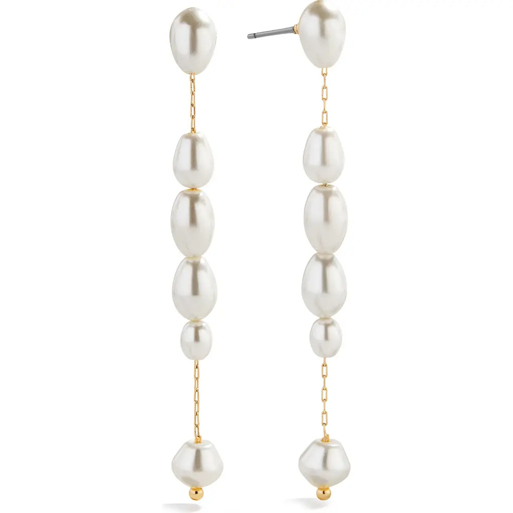BaubleBar Cindy Linear Drop Earrings in Pearl at Nordstrom | Nordstrom