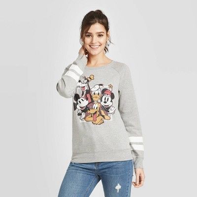 Women's Disney Fab Five Sweatshirt (Juniors') - Heather Gray | Target