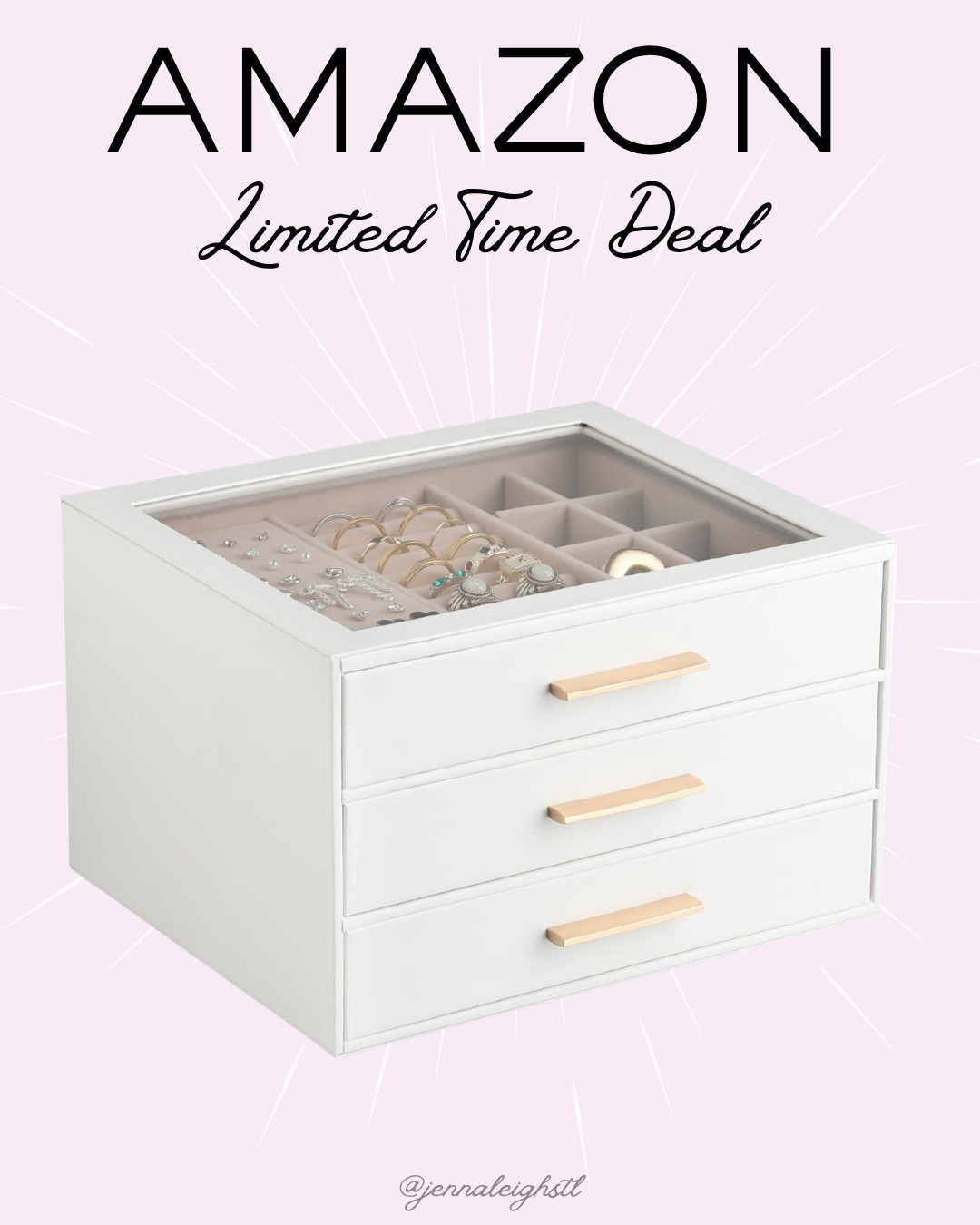 Amazon deal save 33% on this clear lid 3 layer jewelry organizer. Such a great way to keep everything organized and easy to see all in one place. 

 #LTKmorningroutine #LTKHome #LTKBeauty