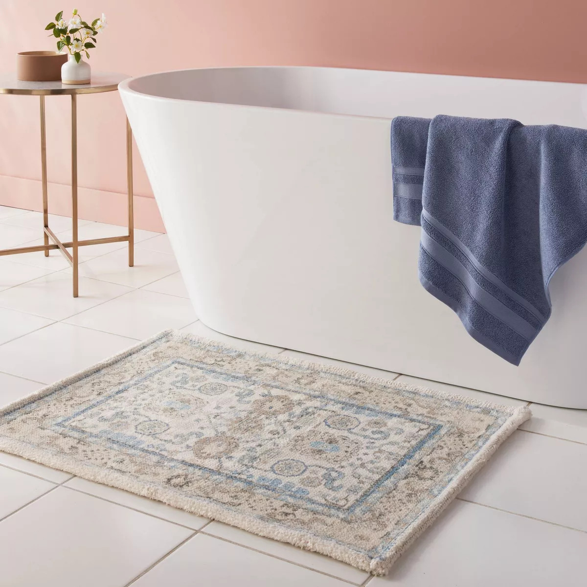 24"x36" Medallion Bath Rug Blue/Cream - Threshold™ | Target