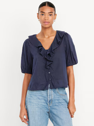 Ruffle Collar Button-Down Top | Old Navy (US)