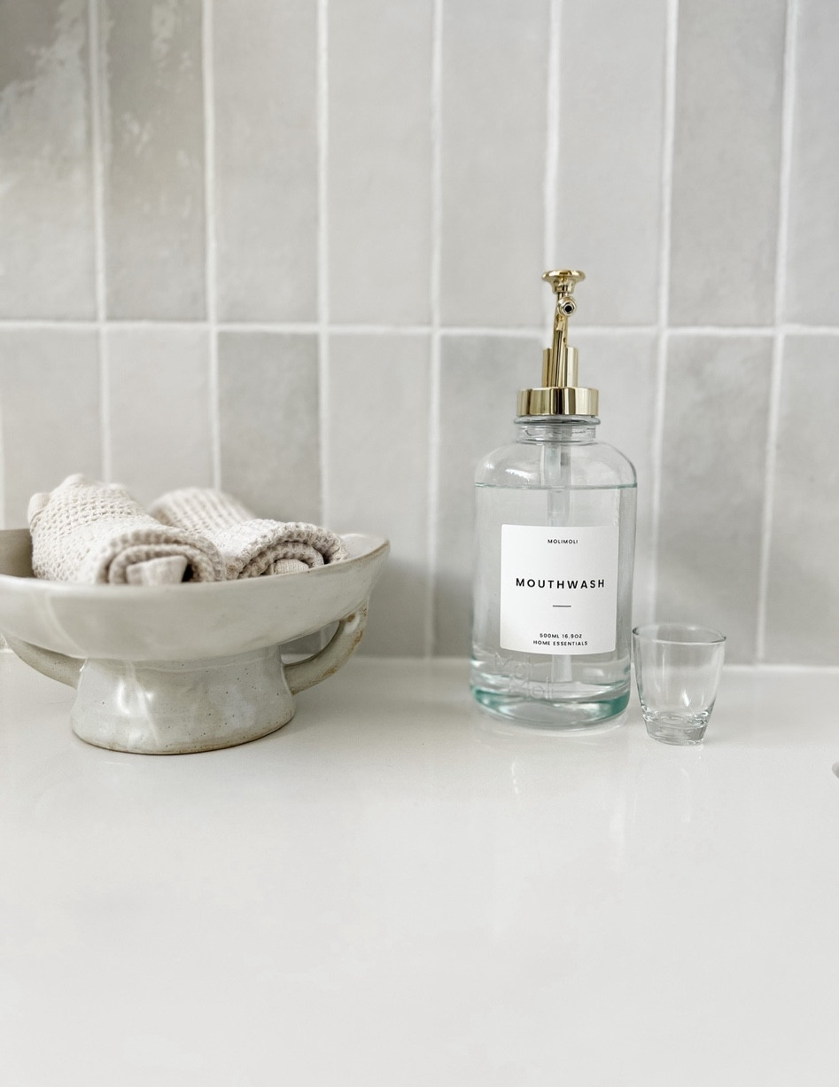 Toe of my favorite home decor products, this stoneware dish that I use to keep my hand towels in and this aesthetic mouthwash dispenser, are on deal for amazon prime day! #amazonhome 

#LTKxPrimeDay #LTKsalealert #LTKhome