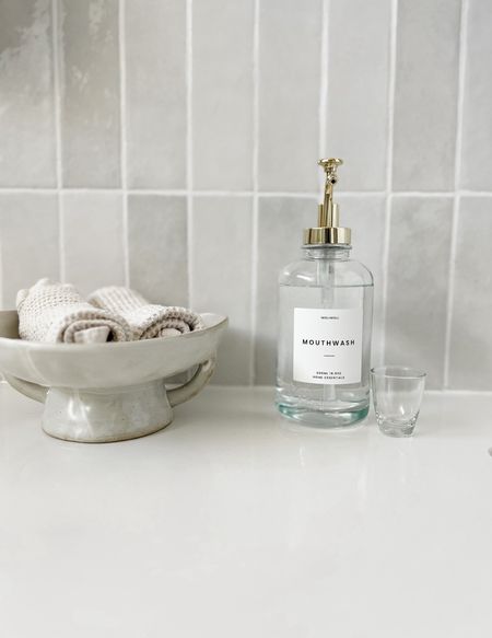 Toe of my favorite home decor products, this stoneware dish that I use to keep my hand towels in and this aesthetic mouthwash dispenser, are on deal for amazon prime day! #amazonhome 

#LTKxPrimeDay #LTKsalealert #LTKhome