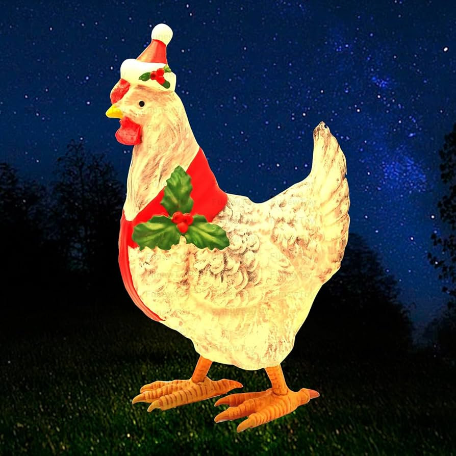 Christmas Chicken Decorations 3D Light Up Chicken with Scarf Patio 15.7'' Sturdy Outdoor Lawn Orn... | Amazon (US)