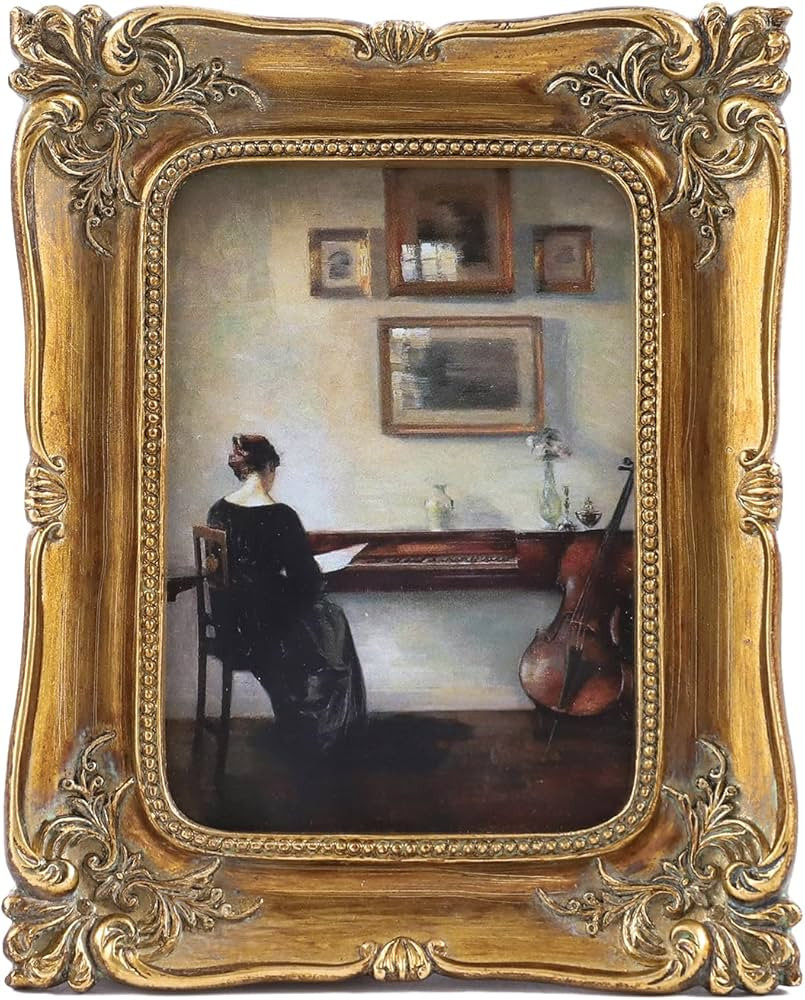 SIKOO Vintage picture frames 2.5x3.5 Small Antique Picture Frame Bronze Gold Brass, Embossed Flor... | Amazon (US)