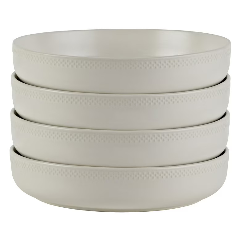 Beautiful Modern Dots  Set of 4 Stoneware Pasta Bowls White by Drew Barrymore | Walmart (US)