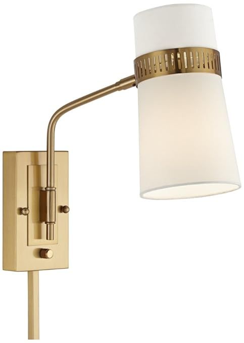 Cartwright Warm Antique Brass Plug-In Wall Lamp | Amazon (US)