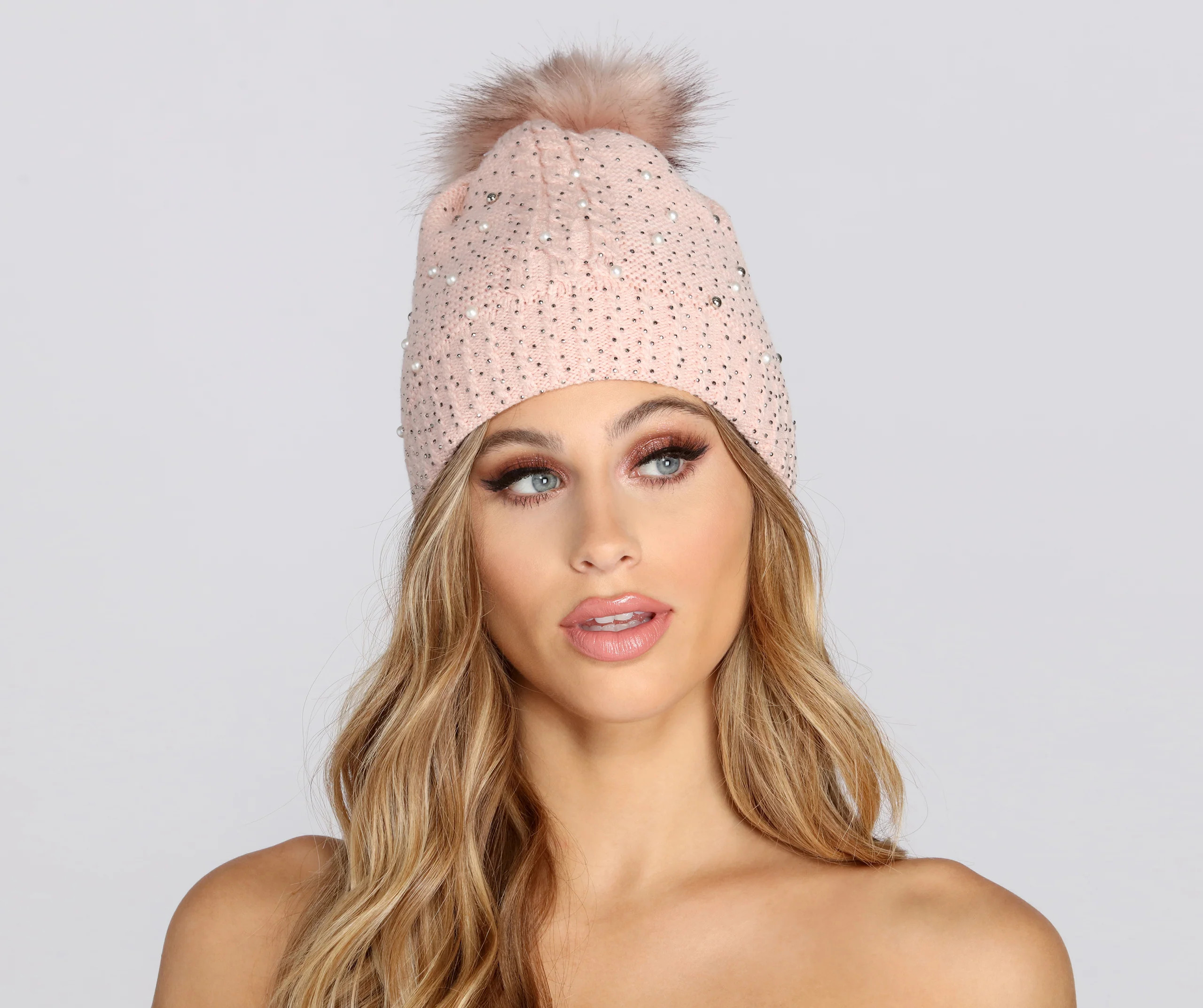 Winter Wonderland Beaded Pom Pom Beanie | Windsor Stores