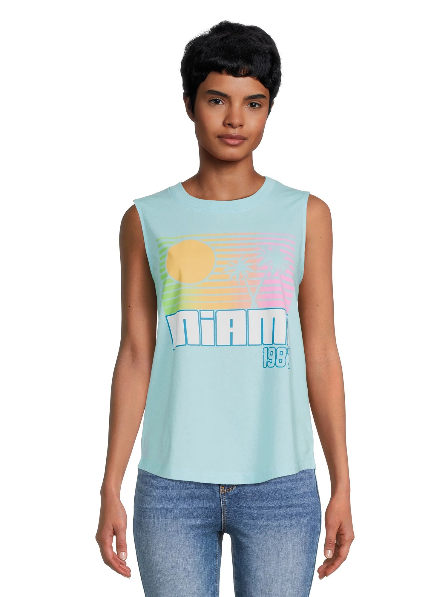 Time and Tru Women's Destination Graphic Print Tank Top | Walmart (US)