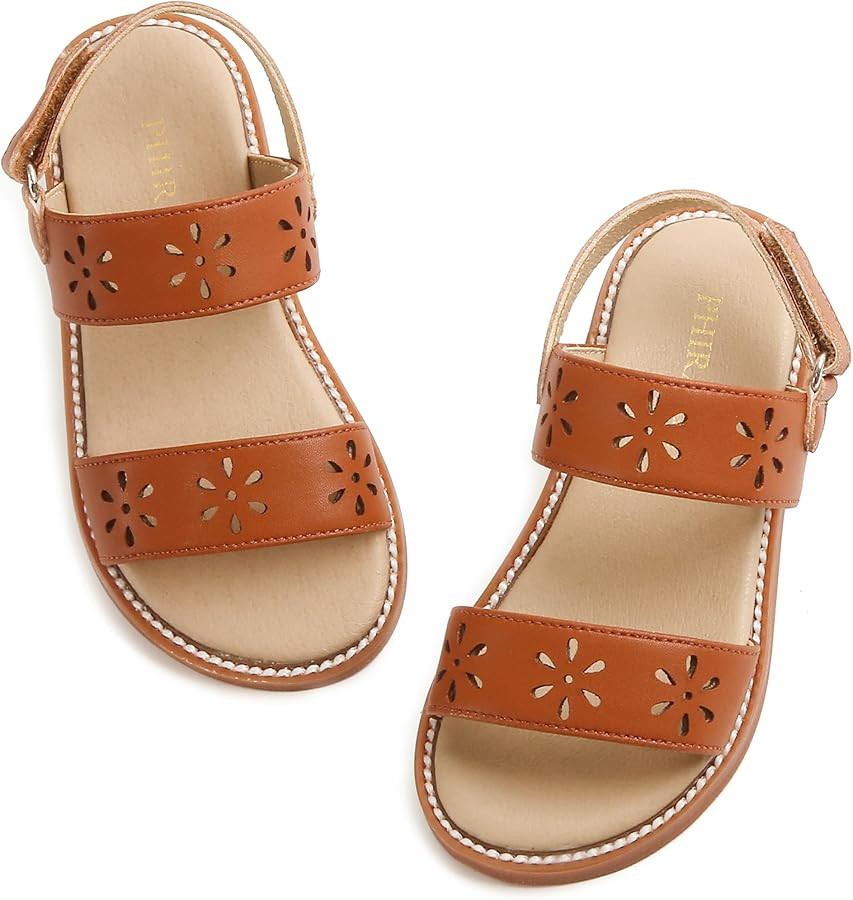 Toddler Girl Sandals - Flower Girl Dress Shoes Open Toe Little Kid Summer Flats | Amazon (US)