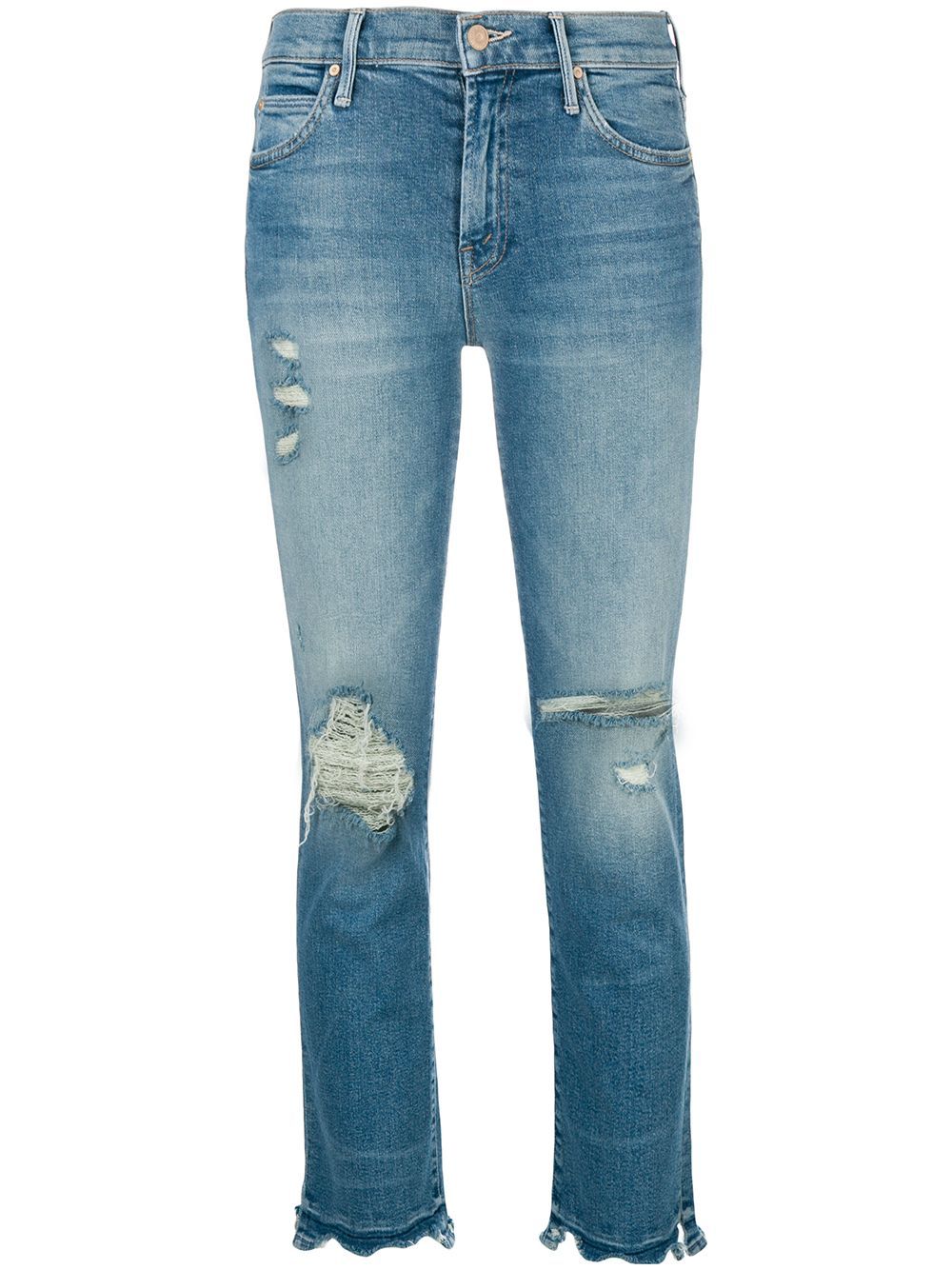 Mother cropped distressed jeans - Blue | FarFetch US
