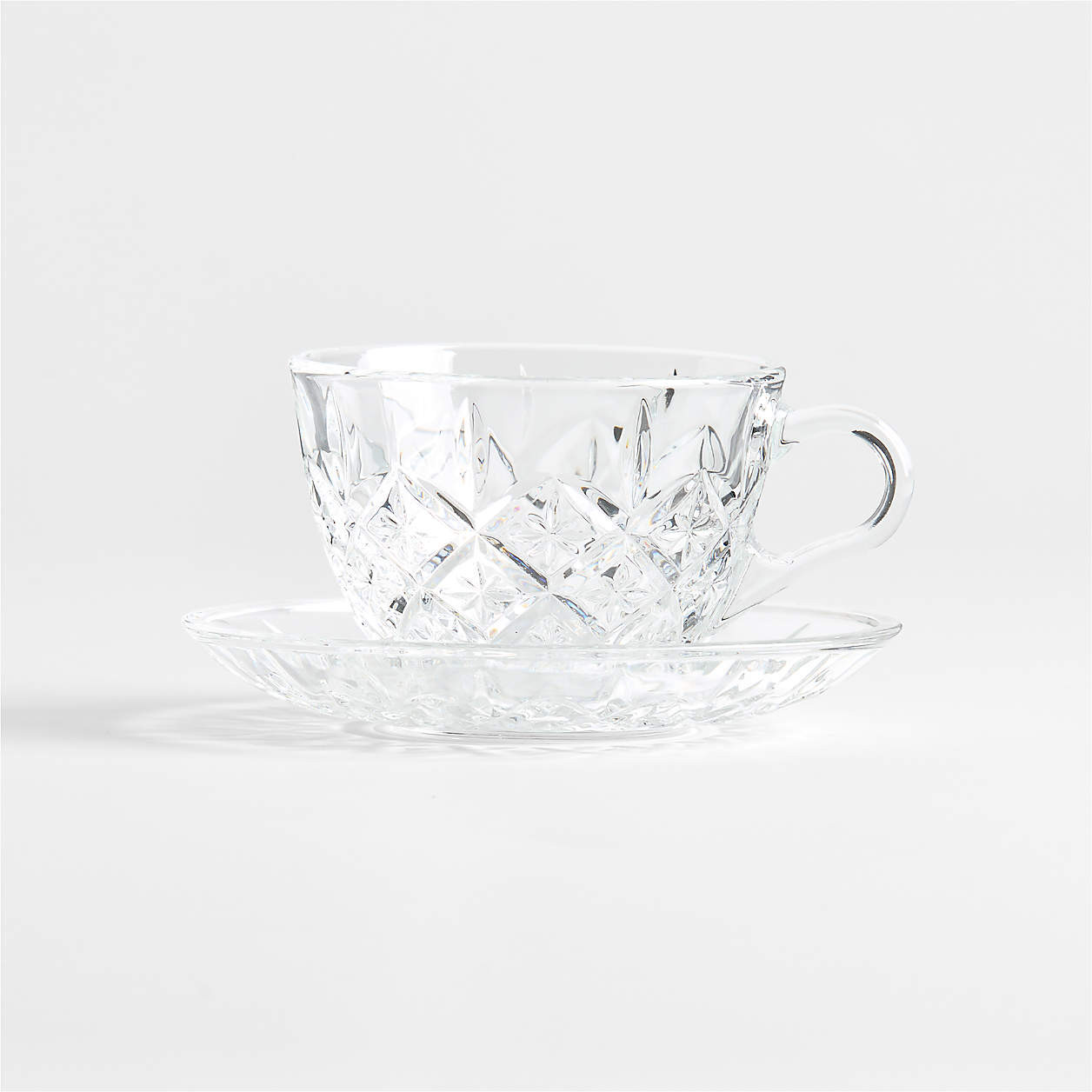 Hatch 6-oz. Glass Mug with Saucer + Reviews | Crate & Barrel | Crate & Barrel