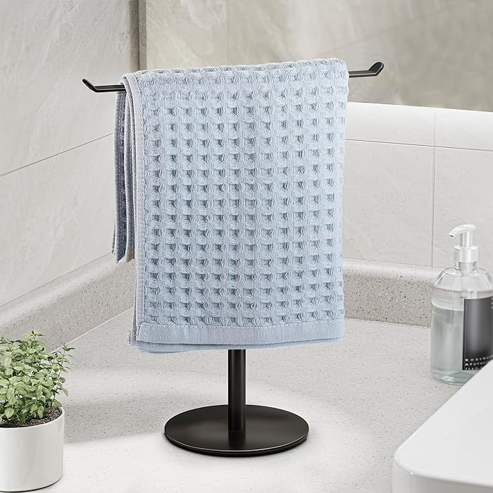 Toallero en forma de T para toallas de mano para baño, con soporte para diademas y toalleros lig... | Amazon (US)
