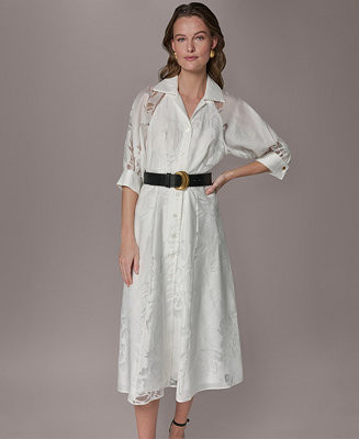 Women's Collared Midi Shirt Dress | Macy's