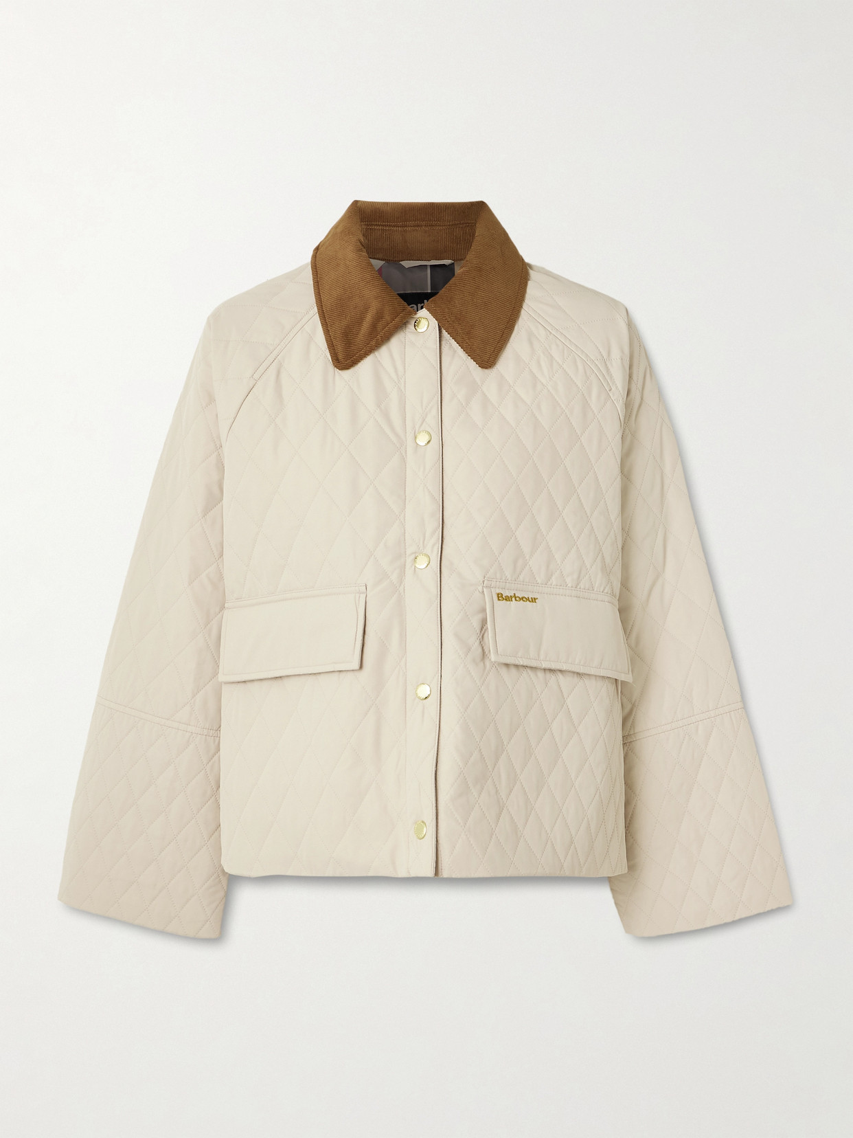 Barbour - Kirby Cotton Corduroy-trimmed Quilted Shell Jacket - Neutrals | NET-A-PORTER (US)
