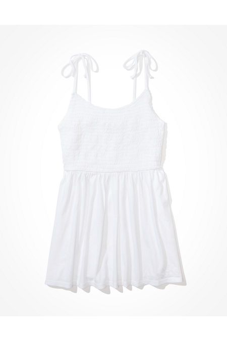 AE Smocked Babydoll Tank Top Women's Natural White XXS | American Eagle Outfitters (US & CA)