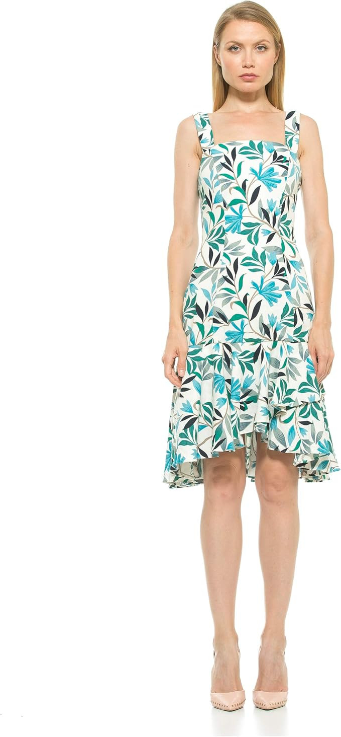 Alexia Admor Ariana Dropped Waist Flounce Printed Women's Dress with Wide Straps | Amazon (US)