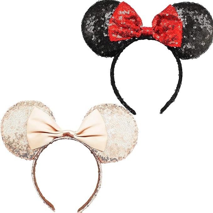 Mouse Ears Hair Bands, ICEBLUEOR Mouse Gifts for Women Girls, Red Glitter Sequin Hair Headband wi... | Amazon (UK)
