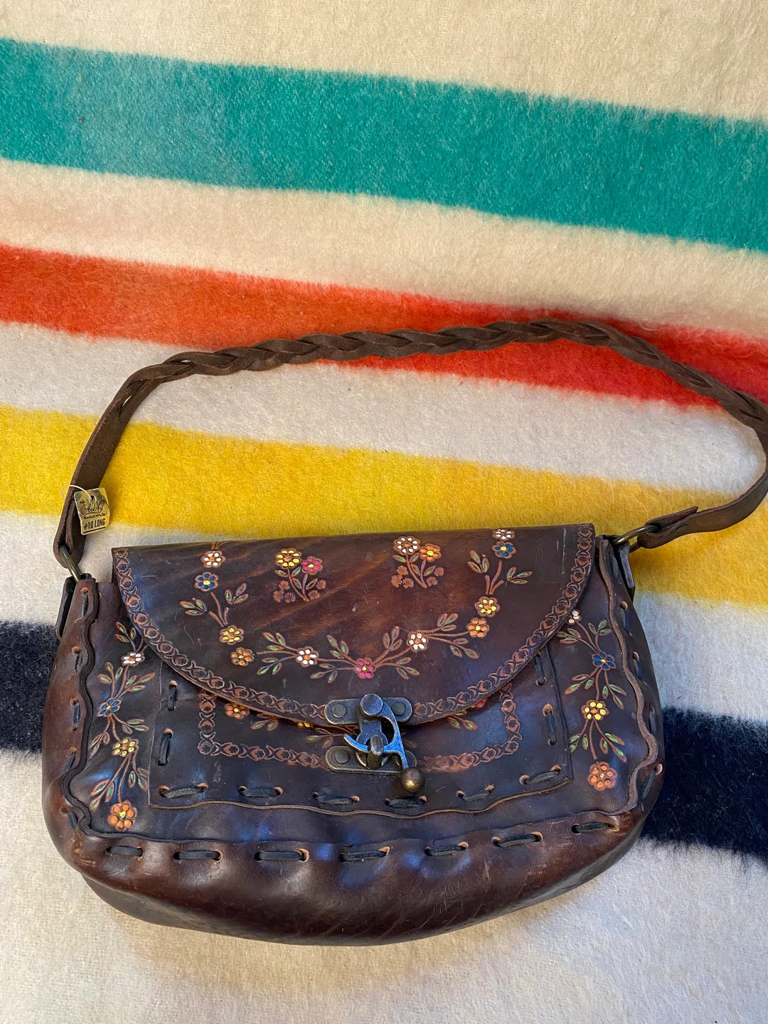 Vintage Rare 1970s Large Hand Tooled Leather Floral Purse Bag Mid Century Accessories - Etsy | Etsy (US)