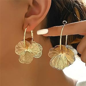 Flower Earrings for Women Boho Spring Summer Gold Flower Floral Hoop Drop Dangle statement Earrin... | Amazon (US)