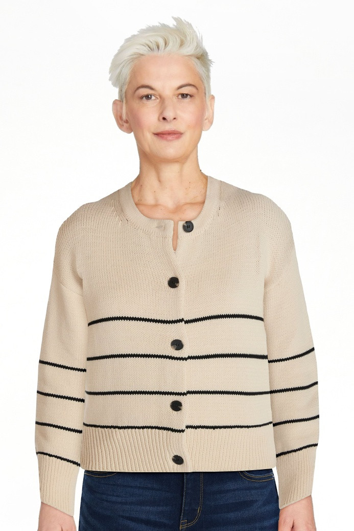 Time and Tru Women's Striped Cardigan Sweater with Long Sleeves, Sizes XS-XXXL | Walmart (US)