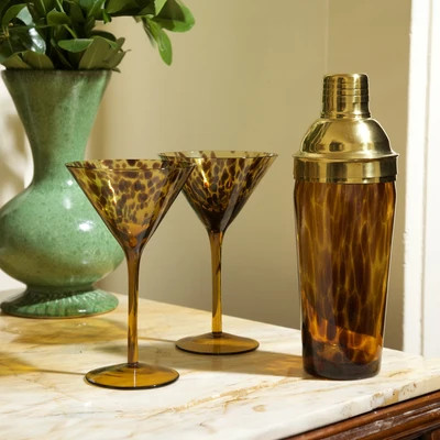 ShopTheAddison Beatriz Ball GLASS Tortoise Martini and Shaker Set of 4 - Beatriz Ball GLASS Tortoise Martini and Shaker Set of 4 | Shop.com