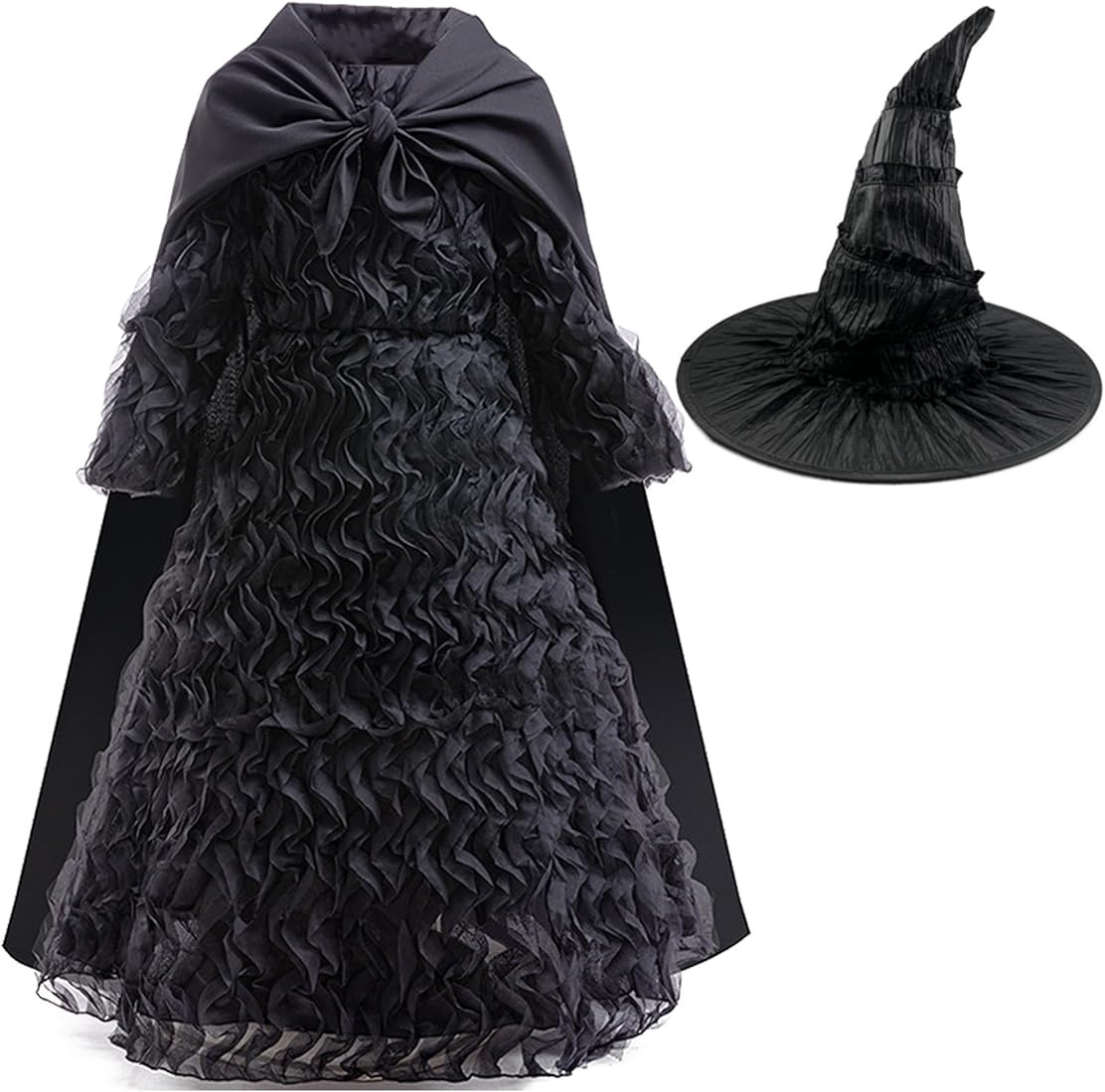 Halloween Girls Elphaba Costume Kids Black Music Movie Cosplay with Cape Hat Christmas Gifts Skir... | Amazon (US)