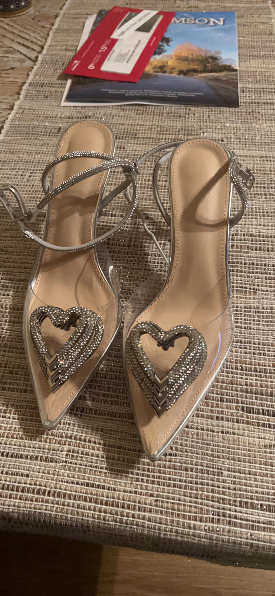 EQAUDES Rhinestone Heels For Women Wedding Heels Stiletto Ankle Strap Pointed Toe Heels Crytal Tr... | Amazon (US)