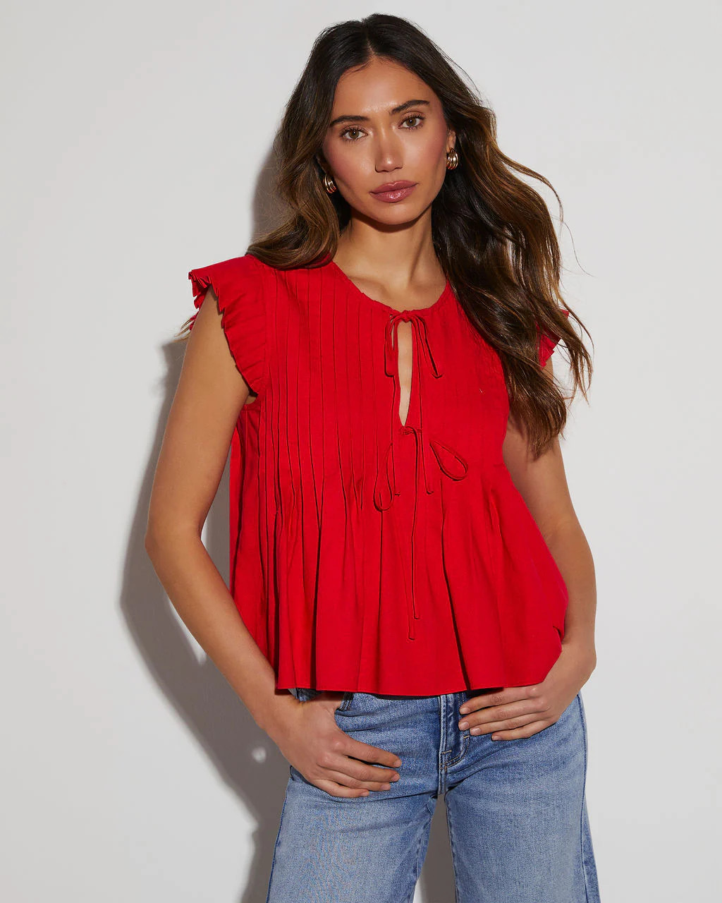Gina Linen Tie Neck Blouse | VICI