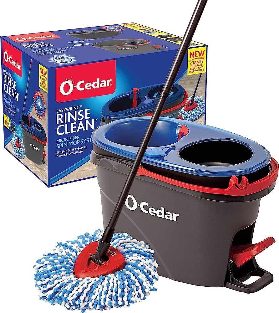 O-Cedar EasyWring RinseClean Microfiber Spin Mop & Bucket Floor Cleaning System, Grey | Amazon (US)