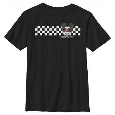 Boy's Disney Mickey Mouse Checkers  T-Shirt - Black - Medium | Target